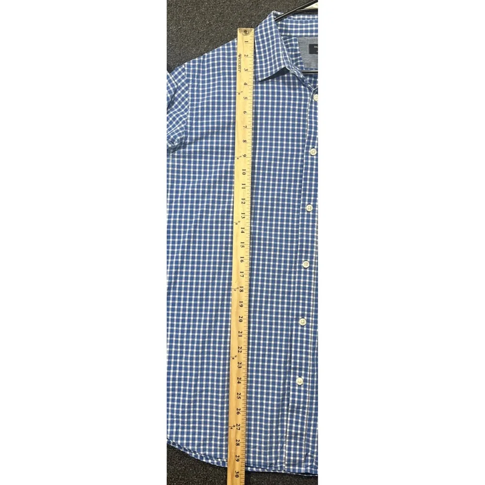 Banana Republic‎ Mens XL Blue Gingham Soft Wash Standard Fit Button Down Shirt
